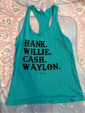 Teal Racerback Tank Top - Hank Willie Cash Waylon